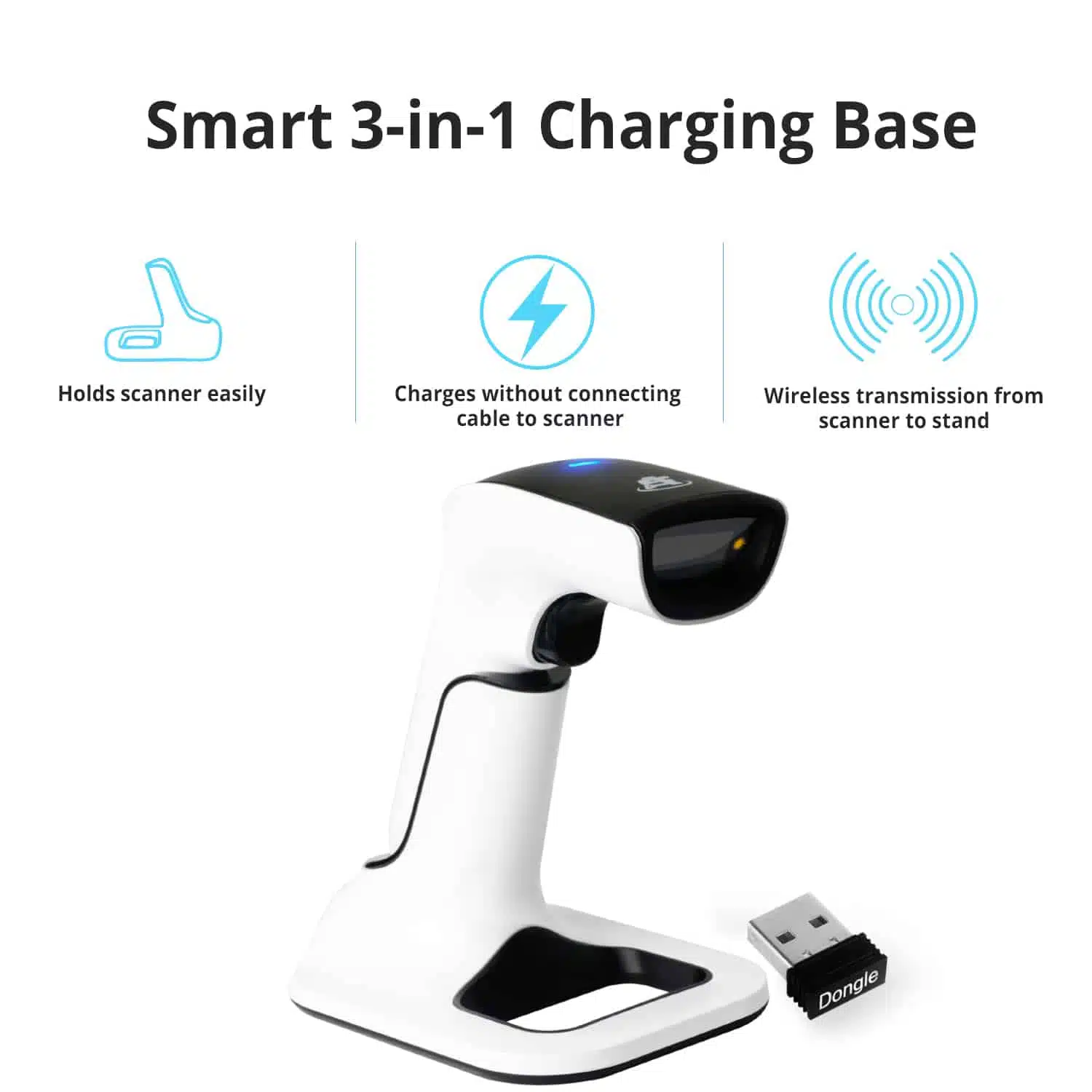  ScanAvenger Wireless Portable 1D&2D with Stand Bluetooth  Barcode Scanner: Hand Scanner 3-in-1, Cordless, Rechargeable Scan Gun for  Inventory - USB Bar Code/QR Reader (1D&2D with Next Gen Stand) : Office