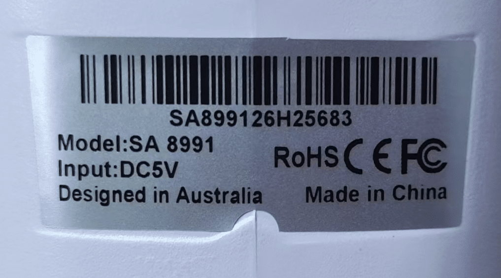 ScanAvenger Barcode Scanner Label with Model Number and Serial Number